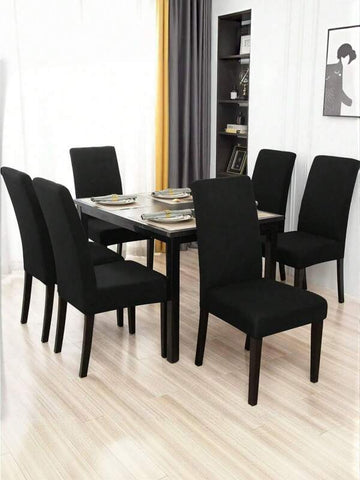 1/4/6pcs Solid Color Milk Silk Chair Covers, High Elastic Dust-Proof And Waterproof, Suitable For All Seasons, Living Room, Hotel, Restaurant, Kitchen, Home Decor