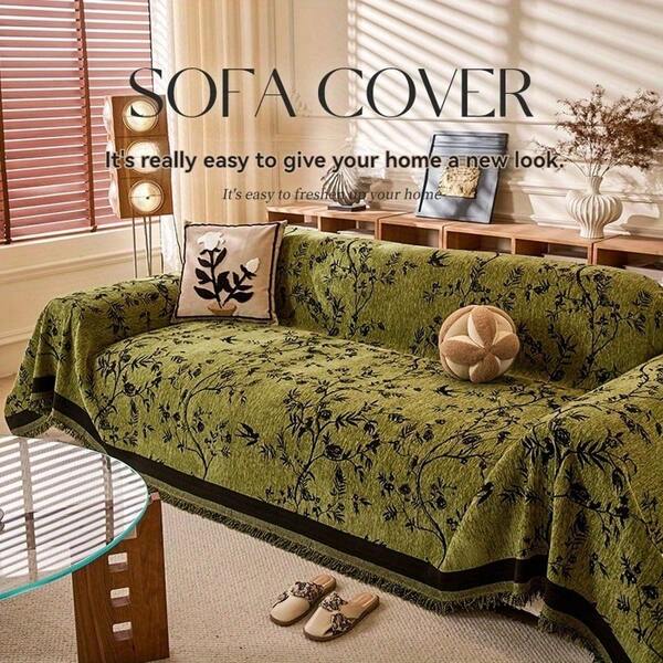 Elegant Floral Chenille Throw Blanket - Pet-Friendly, Durable & Non-Slip, Machine WashableIdeal For Living Room & Office Decor, Sectional Sofa CoverlFloral PatternlPolyester FabricDecorative Pillows